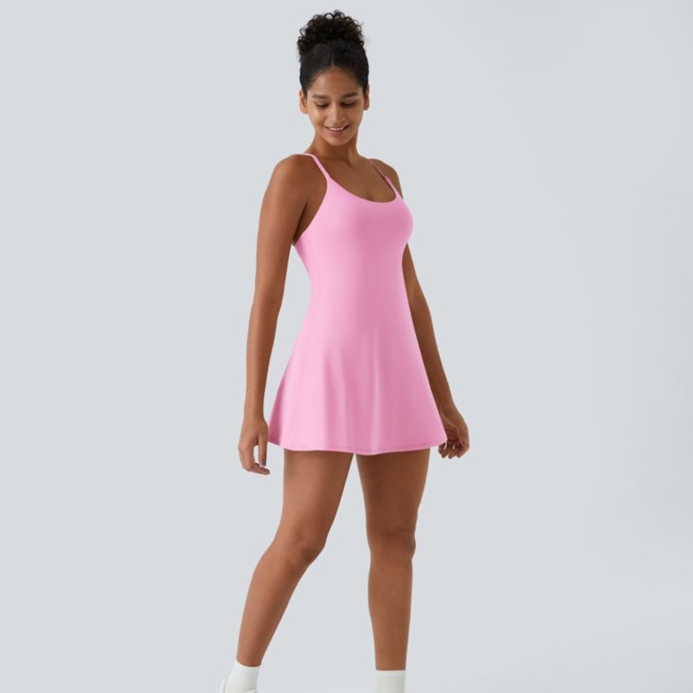 Softlyzero™ pink Plush Backless Active Tennis Dress Skort